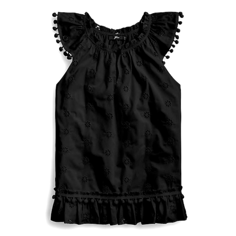 J. Crew | Top | Flutter-sleeve Crocheted Lace Top